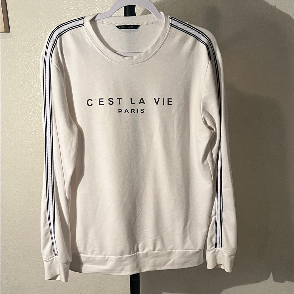 SHEIN White Long Sleeve Tee C’est La Vie Paris